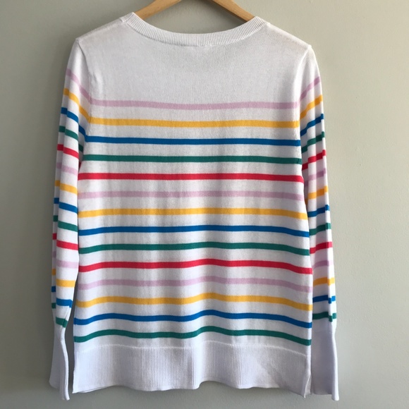 Time and Tru Hello Rainbow Striped Sweater - Picture 2 of 5